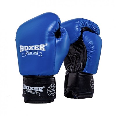 Рукавички боксерські BOXER 10 oz шкіра 0,8-1 мм сині 2023-02B фото