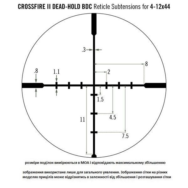 Приціл оптичний Vortex Crossfire II 4-12x44 BDC (CF2-31015) 875874004214 фото