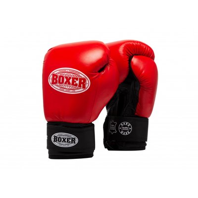 Рукавички боксерські BOXER 6 oz шкіра 0,8-1 мм червоні 2023-04R фото
