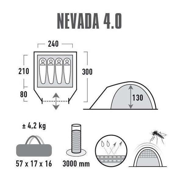Намет High Peak Nevada 4.0 Nimbus Grey (10204) 928126 фото