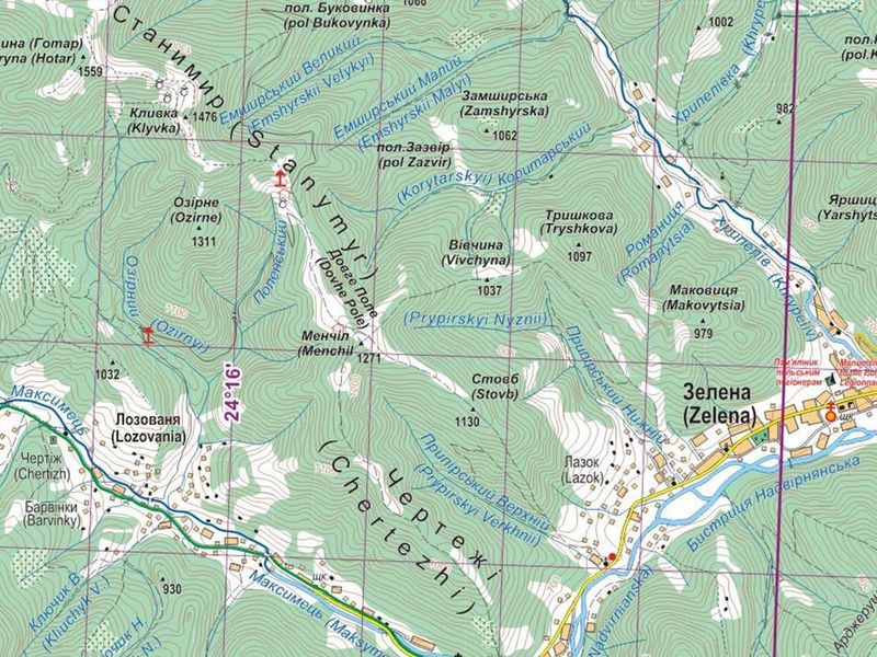 Туристична карта Стежки та мапи "Центральні Горгани" ламінована 26277 фото