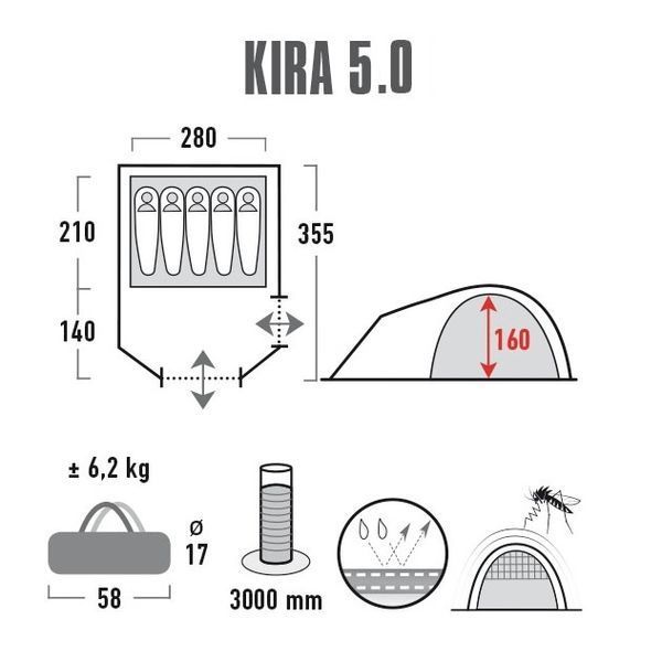 Намет High Peak Kira 5.0 Nimbus Grey (10376) 928130 фото