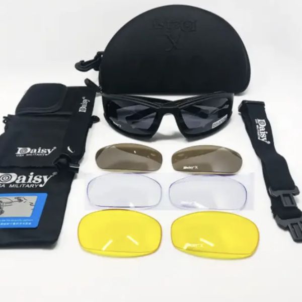 Тактические защитные очки с поляризацией Daisy X7 Black (4 линзы в комплекте) KL-1026 фото