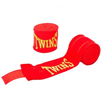 Бінти боксерські Twins 5466-3-4 бавовна з еластаном 3м. Колір червоний. 5466-3-4 фото