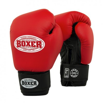 Рукавички боксерські BOXER 8 oz кожвініл 0,6 мм червоні 2024-03R фото