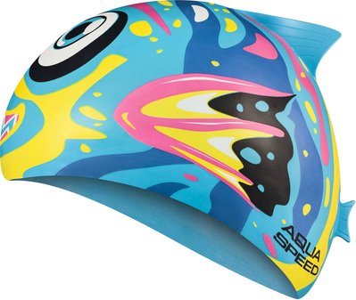 Шапка для плавания Aqua Speed ​​ZOO FISH 8688 синий, темно-синий, желтый, розовый дит OSFM 115-01-fish фото