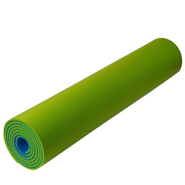 Килимок для йоги та фітнесу 1730х610х6 мм двошаровий PVC колір зелено-блакитний IV-4253GB фото