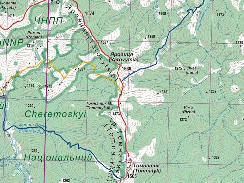 Карта Стежки та мапи "Гринявські та Чивчинські гори" 23154 фото