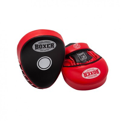 Лапи боксеркі гнуті BOXER шкірвініл 0,8 мм чорно-червоні 2013-01R фото