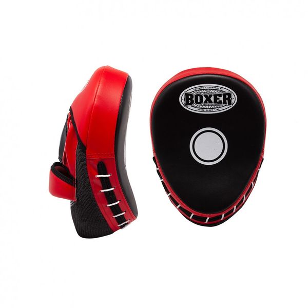 Лапи боксеркі гнуті BOXER шкірвініл 0,8 мм чорно-червоні 2013-01R фото