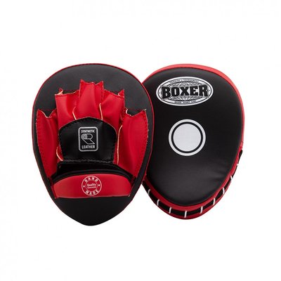 Лапи боксерські гнуті Boxer (кожвініл 1мм, нап. – пенопоролон) чорно-червоні 2011-01R фото