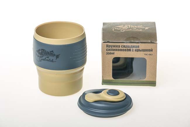 Горнятко складане силіконовеTramp з кришкою 350ml, чорне TRC-082-black фото