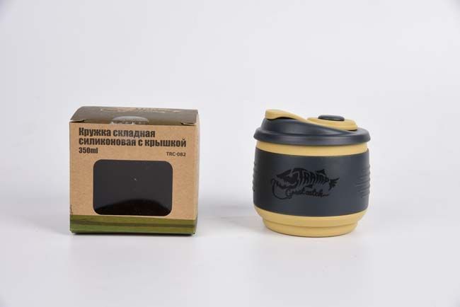 Горнятко складане силіконовеTramp з кришкою 350ml, чорне TRC-082-black фото