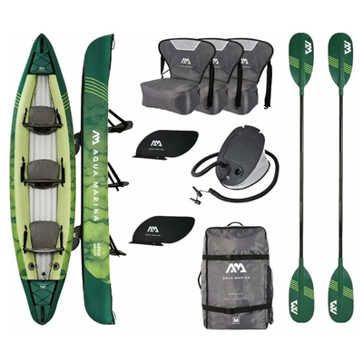 Каяк Ripple - Recreational Canoe 2/3-person. Inflatable deck. 2-in-1 paddle included (AQUAMARINA) RI-370 фото