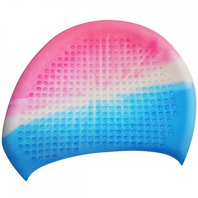 Шапочка для плавання на довге волосся GP-010-multi-2 мультицвіт (рожево-синьо-білий) GP-010-multi-2 фото
