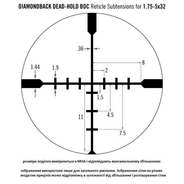 Приціл оптичний Diamondback 1.75-5x32 BDC (DBK-08-BDC) 875874001176 фото