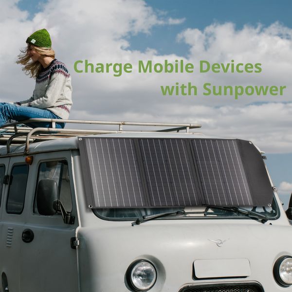 Портативний зарядний пристрій сонячна панель Bresser Mobile Solar Charger 90 Watt USB DC (3810060) 4007922074610 фото