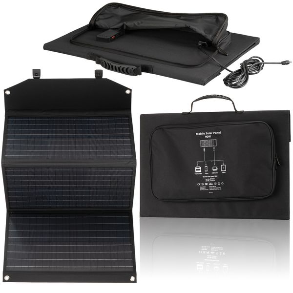 Портативний зарядний пристрій сонячна панель Bresser Mobile Solar Charger 90 Watt USB DC (3810060) 4007922074610 фото