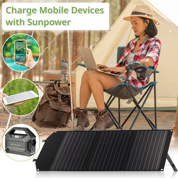 Портативний зарядний пристрій сонячна панель Bresser Mobile Solar Charger 60 Watt USB DC (3810050) 4007922074597 фото