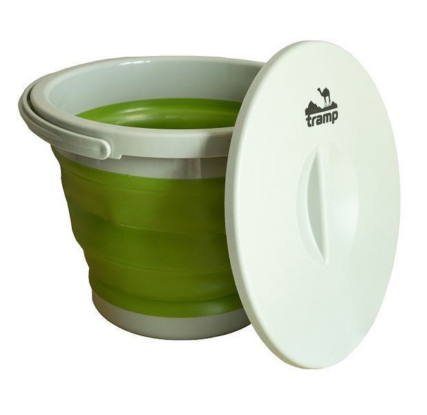 Відро TRAMP складане силіконове з кришкою 5л, Олива UTRC-127-olive фото